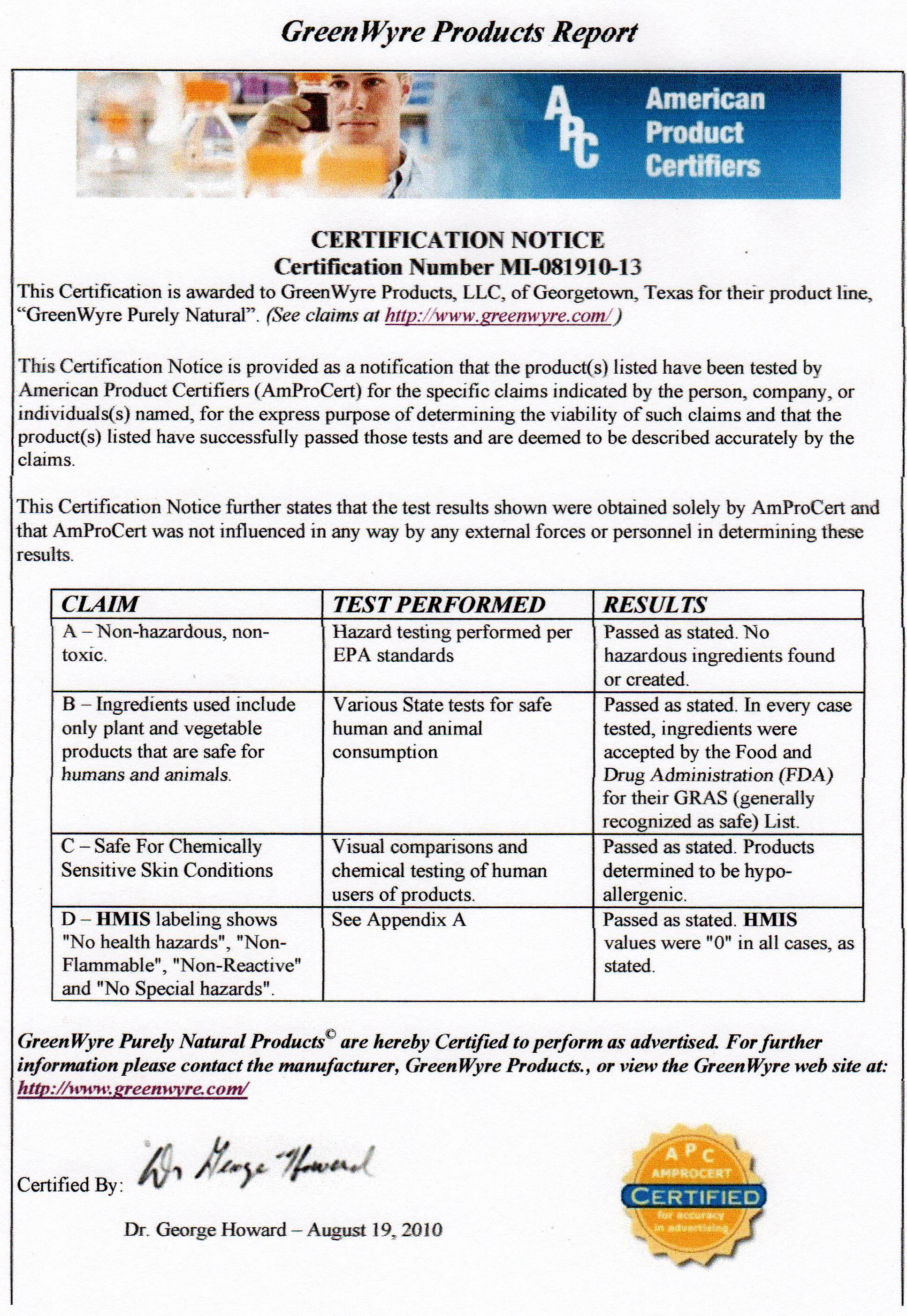 Amprocert Certificate
